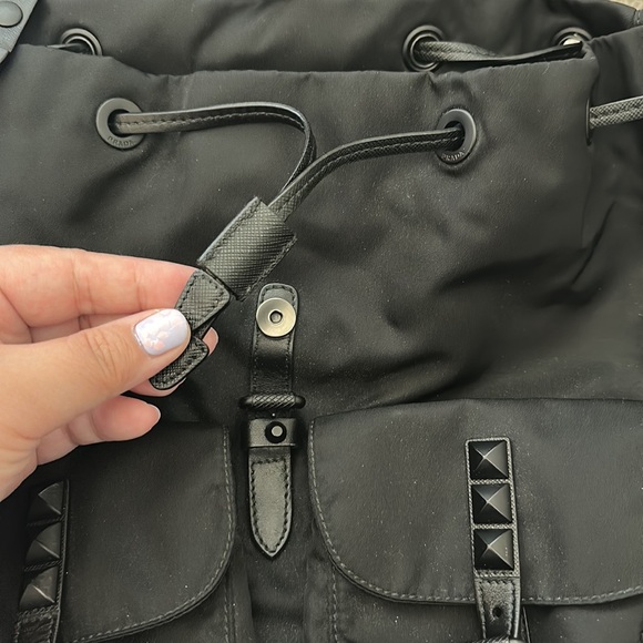 Prada Nylon Studded Vella Monochrome Backpack - Picture 13 of 15
